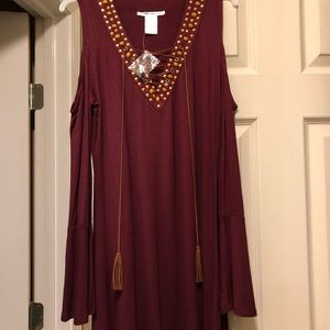 New Cold Shoulder Mini Swing Dress /Long Top